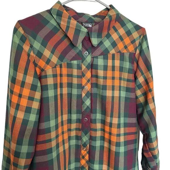 The North Face Plaid Womens Shacket Snap Button Lined Size M #HR - Picture 1 of 10